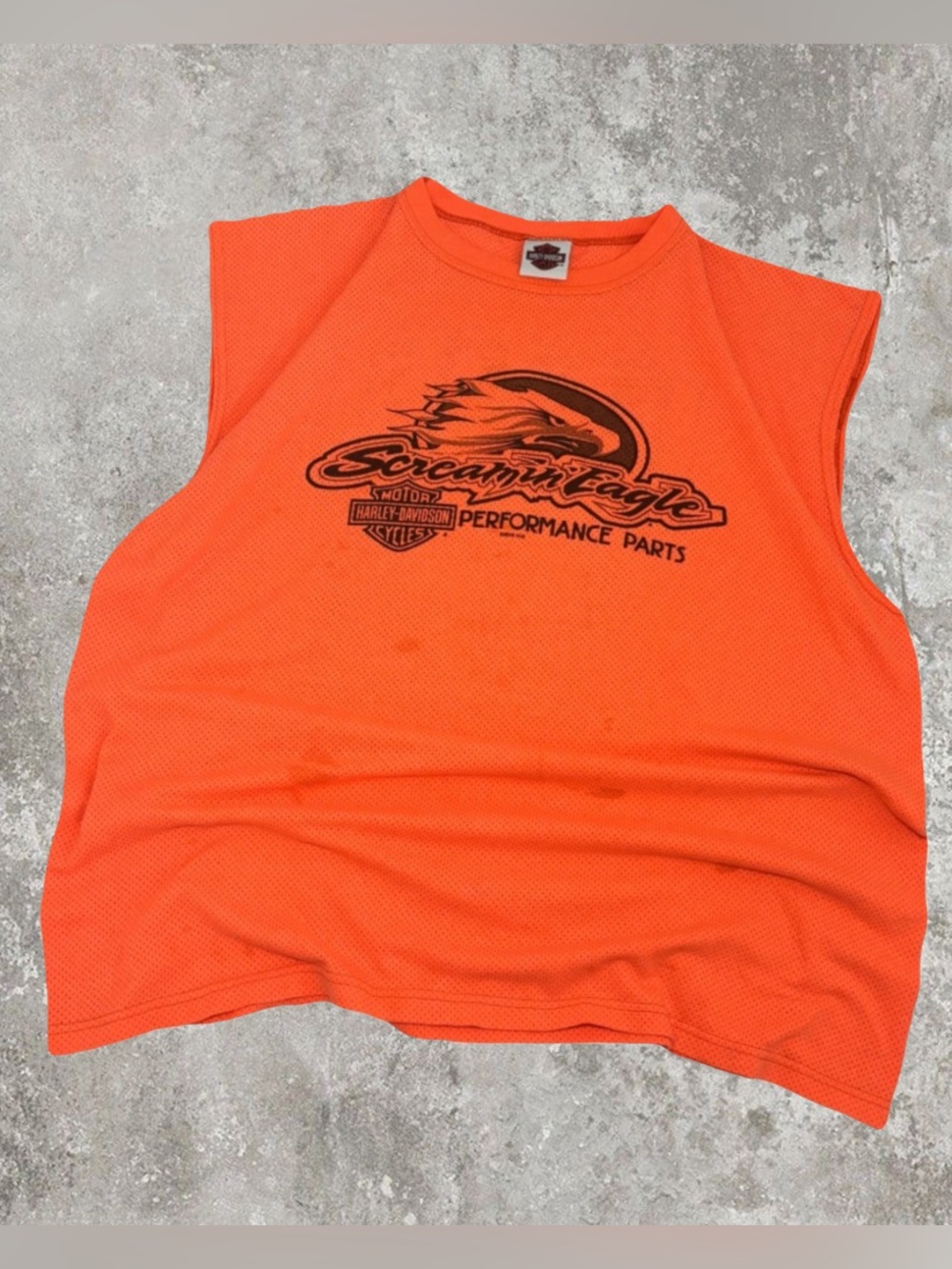 Harley Davidson Motorcycles Screamin Eagle Performance Parts Orange Jersey Tank